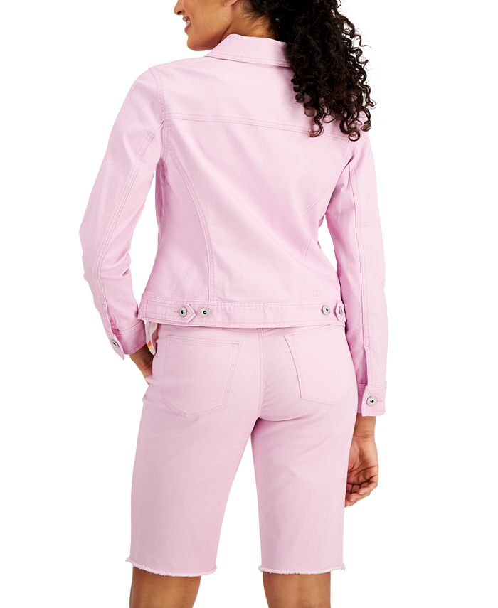 Style & Co Women's Denim Jacket Pink Size X-Large