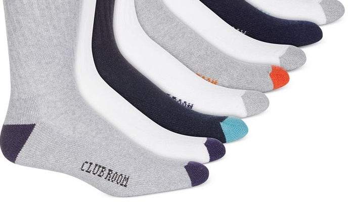 Club Room Men's 8 Pack Striped Crew Socks Blue Size Regular