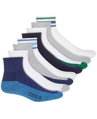 Club Room Men's 8 Pack Striped Ankle Socks Green Size Regular