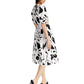 INC International Concepts Women's Printed Puff Sleeve Cutout Dress White Size Small