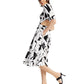 INC International Concepts Women's Printed Puff Sleeve Cutout Dress White Size Small