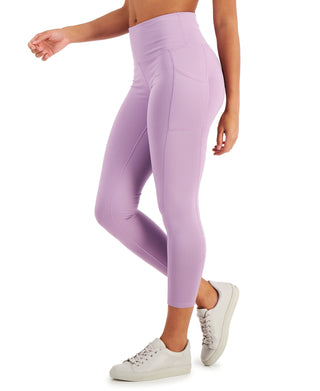 ID Ideology Women's Compression High Waist Side Pocket 7/8 Length Leggings Purple
