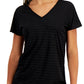 Ideology Women's Shadow Stripe T-Shirt Black Size X-Small