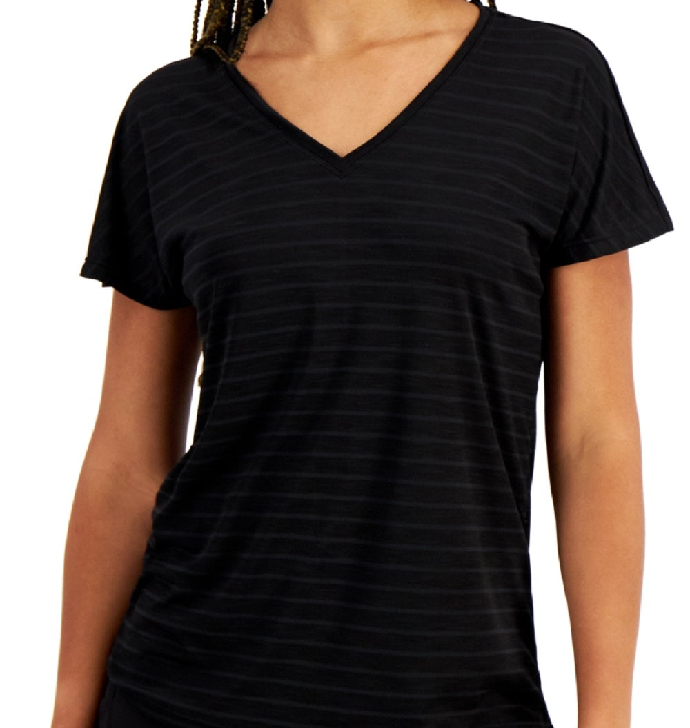 Ideology Women's Shadow Stripe T-Shirt Black Size X-Small