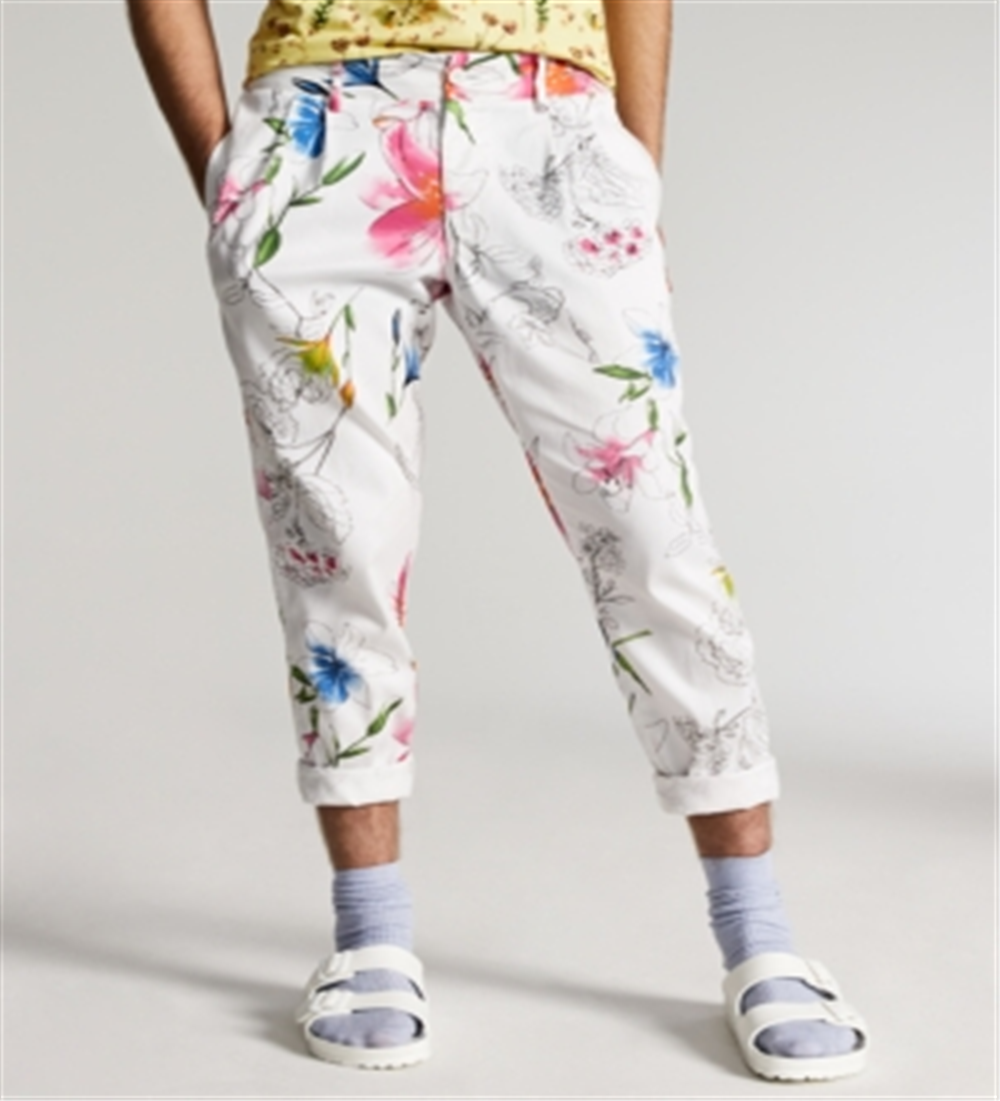 INC International Concepts Men's Slim Fit Floral Tapered Pants White Size XX-Large