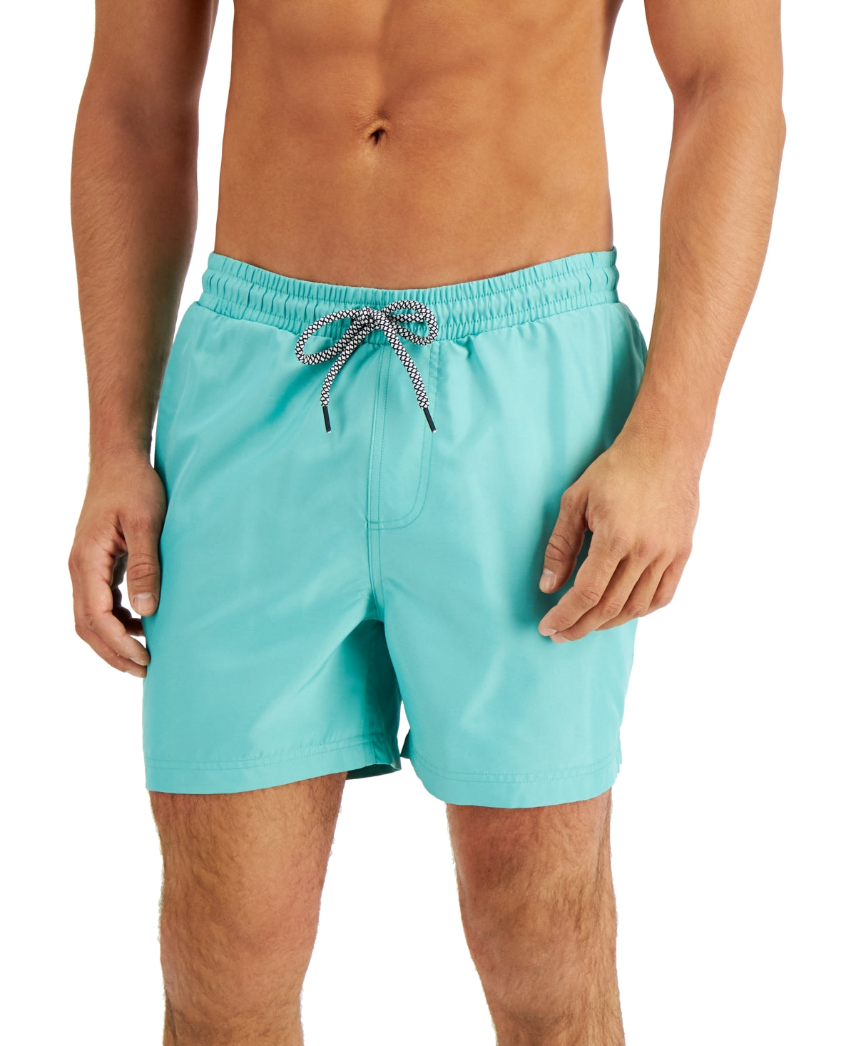 INC International Concepts Men's Regular Fit Quick Dry Solid 5 Swim Trunks Blue Size X-Large