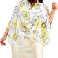 Alfani Women's Printed Draped Top Yellow Size 1X
