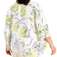 Alfani Women's Printed Draped Top Yellow Size 1X