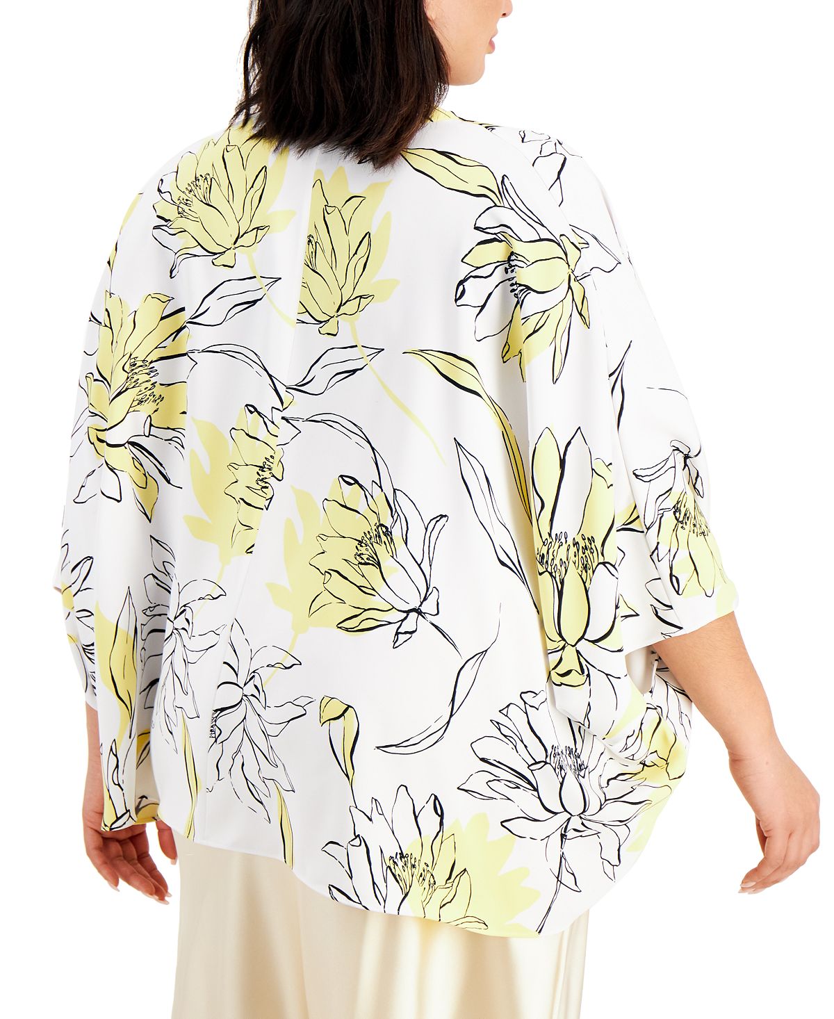 Alfani Women's Printed Draped Top Yellow Size 1X
