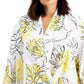 Alfani Women's Printed Draped Top Yellow Size 1X