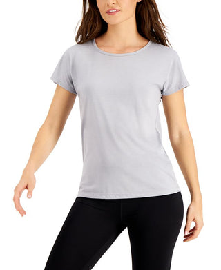 ID Ideology Women's Scoop Neck T-Shirt Grey Size Large