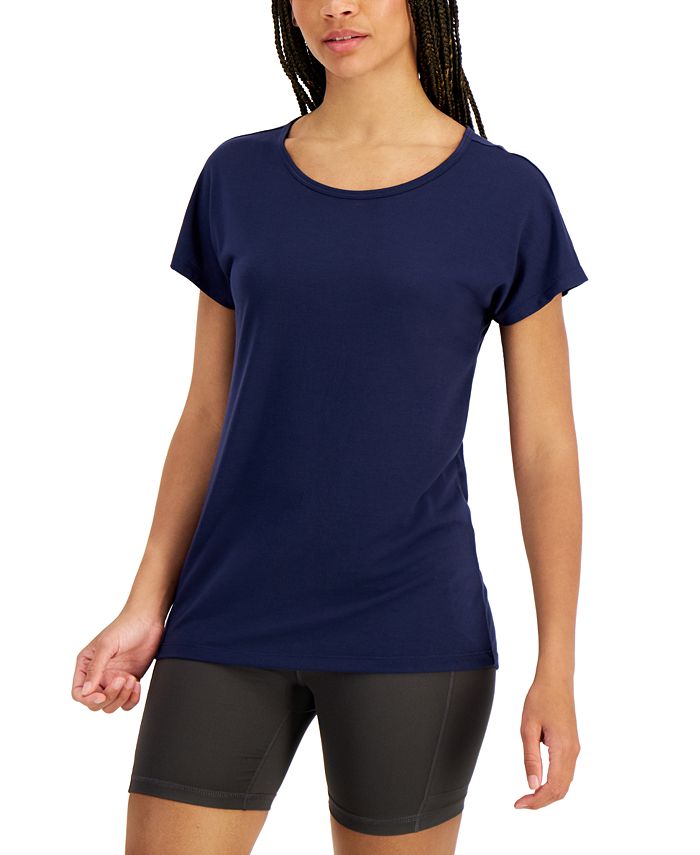 ID Ideology Women's Scoop Neck T-Shirt Blue Size Small