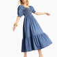 INC International Concepts Women's Puff Sleeve Denim Dress Blue Size X-Small