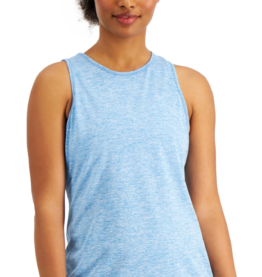 Ideology Women's Heathered Keyhole Back Tank Top Blue Size Medium