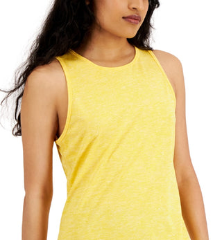 Ideology Women's Heathered Keyhole Back Tank Top Yellow Size Medium