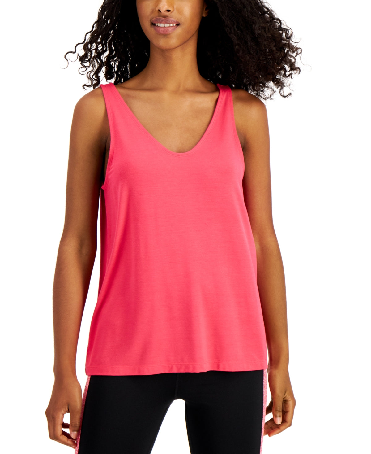 Ideology Women's V Neck Tank Top Pink Size Small
