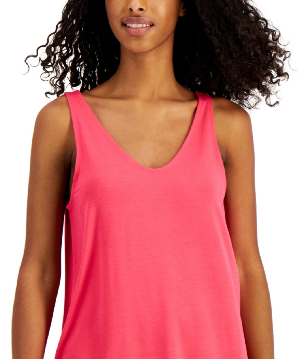 Ideology Women's V Neck Tank Top Pink Size XX-Large