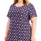 Karen Scott Women's Split Sleeve T-Shirt Dress Blue Size 1X