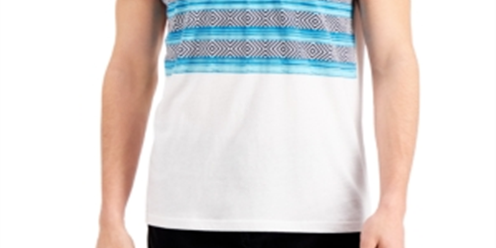 Sun + Stone Men's Striped Chest Pocket T-Shirt White Size Large