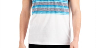 Sun + Stone Men's Striped Chest Pocket T-Shirt White Size Large