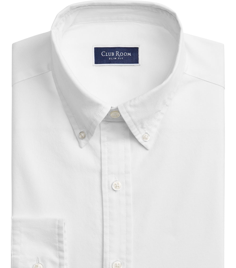 Club Room Men's Slim Fit Cotton Oxford Dress Shirt White Size X-Large