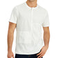 Sun Stone Men's Mix Media Textured Patchwork Henley White Size Large