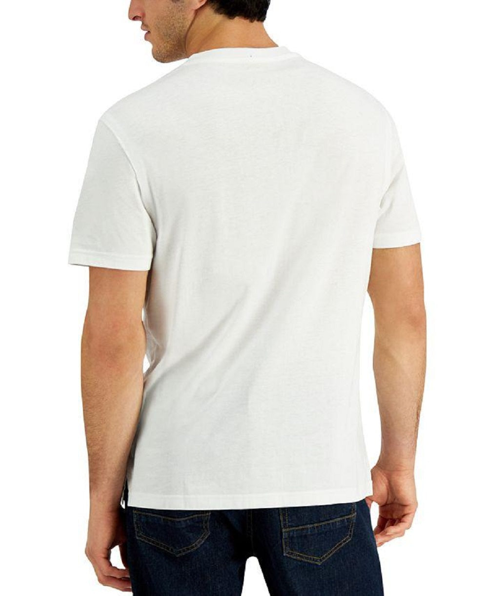 Sun Stone Men's Mix Media Textured Patchwork Henley White Size Large