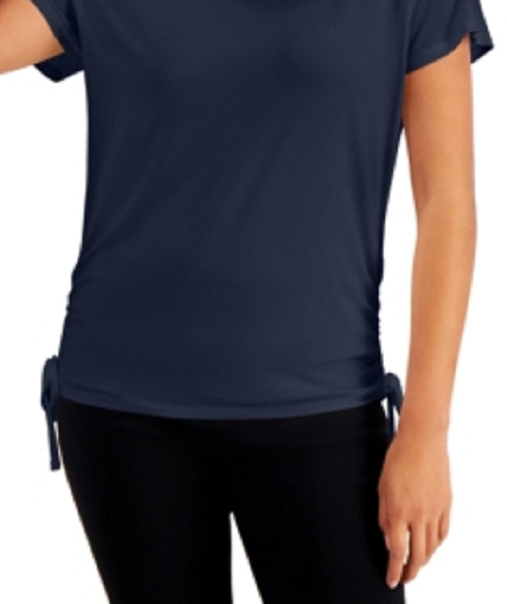 JM Collection Women's Side Tie Top Blue Size X-Large