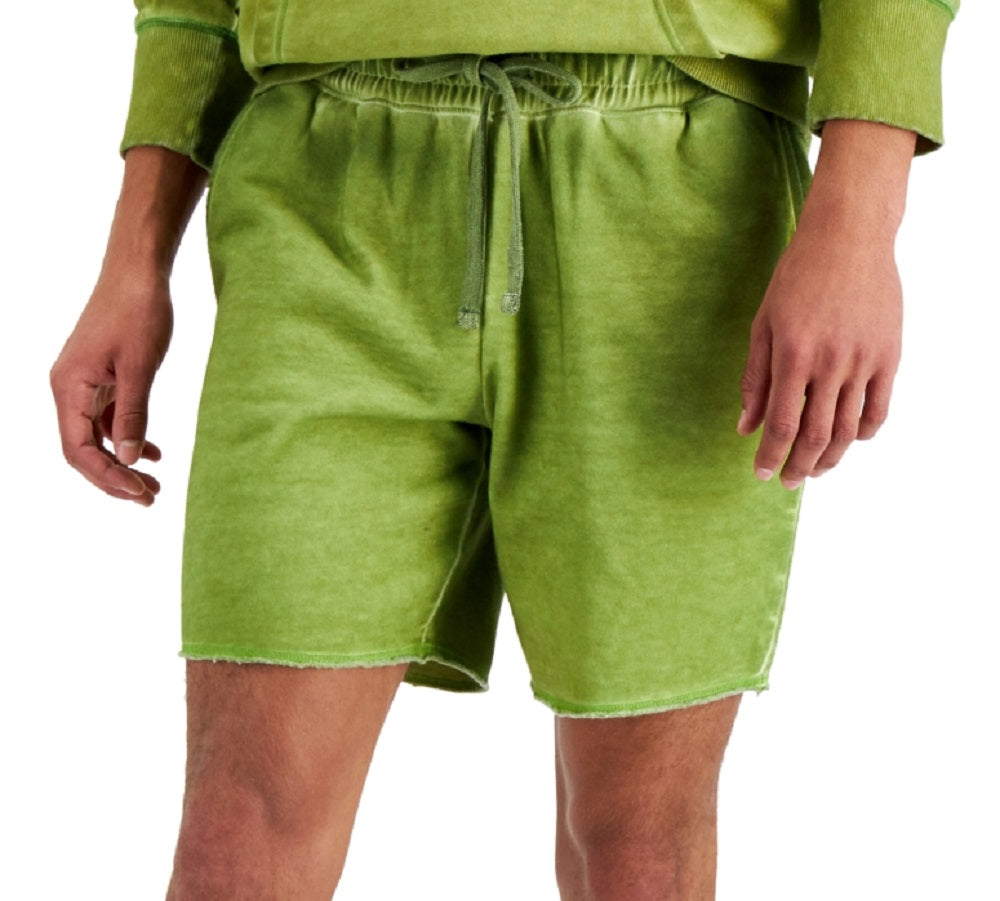 Sun Stone Men's Regular Fit Garment Dyed 8 Fleece Shorts Green Size Small