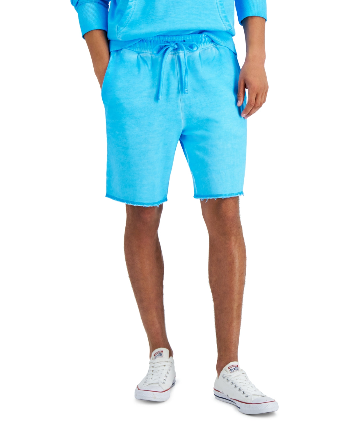 Sun + Stone Men's Regular Fit Garment Dyed Fleece Shorts Blue Size M