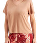 ID Ideology Women's V Neck T-Shirt Brown Size Small
