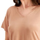 ID Ideology Women's V Neck T-Shirt Brown Size Small