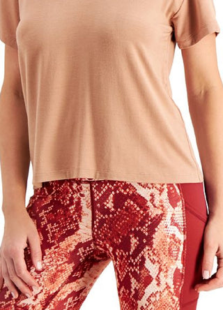 ID Ideology Women's V Neck T-Shirt Brown Size Small