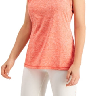 Ideology Women's Heathered Keyhole Back Tank Top Orange Size Large