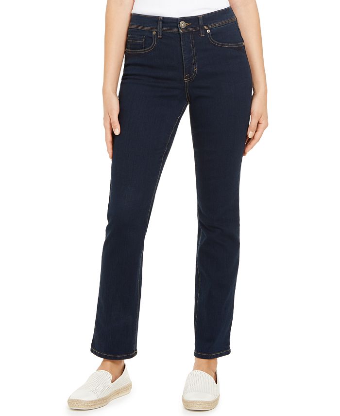 Style & Co Women's High Rise Natural Straight Leg Jeans Blue Size 10 Petite