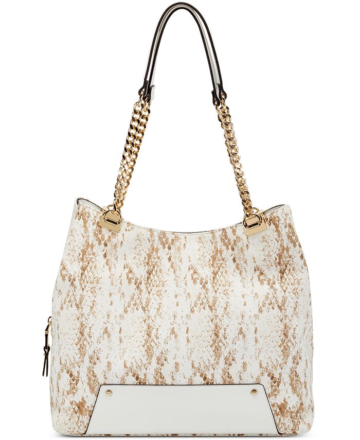 INC International Concepts Women's Trippii Snake Embossed Tote White Size Regular