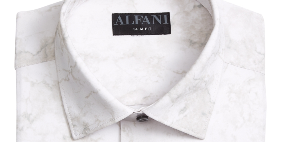 Alfani Men's Slim Fit 4 Way Stretch Dress Shirt White Size 15.5X34X35