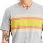 Sun + Stone Men's Southwest Stripe V Neck T-Shirt Gray Size Medium