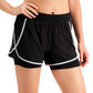 ID Ideology Women's Stretch Pocketed Moisture Wicking Layered Look Active Wear Shorts Black Size Large