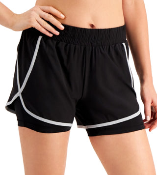 Ideology Women's Performance Layered Look Shorts Black Size XX-Large