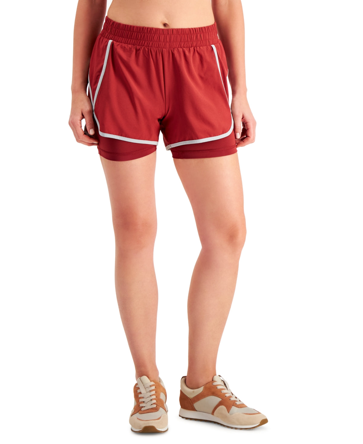 ID Ideology Women's Performance Layered Look Shorts Red Size XS