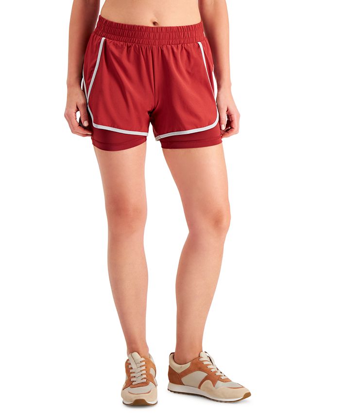ID Ideology Women's Flat Seems Layers Look Active Wear Shorts Red Size Large