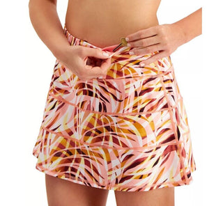 Ideology Women's Performance Printed Tie Skort Pink Size 2XL