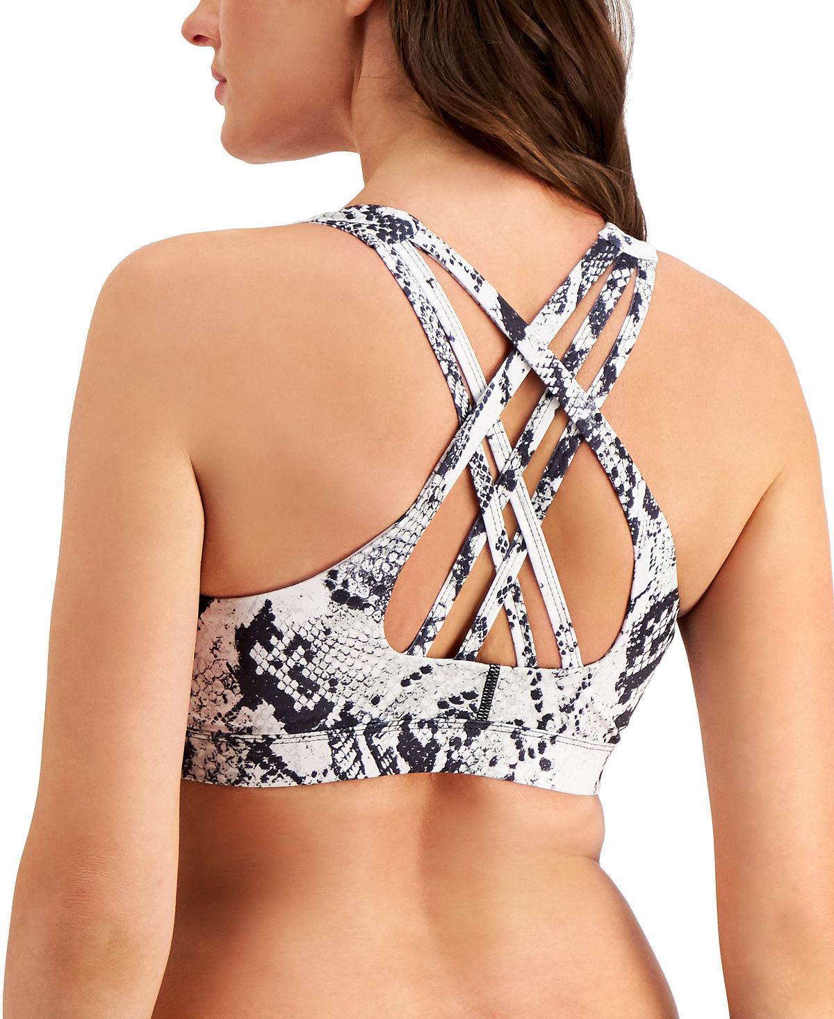 ID Ideology Women's Performance Snake-Embossed Low Impact Sports Bra White Size X-Small