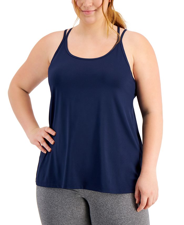 Ideology Women's Plus Strappy Tank Top Blue Size 3X