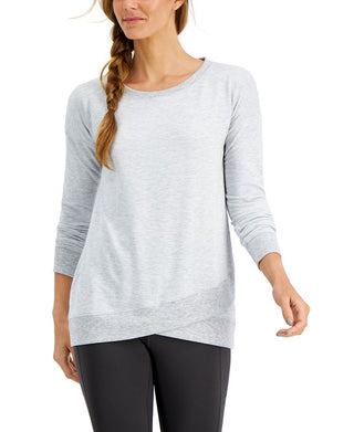 Ideology Women's Crossover Hem Top Grey Size Small