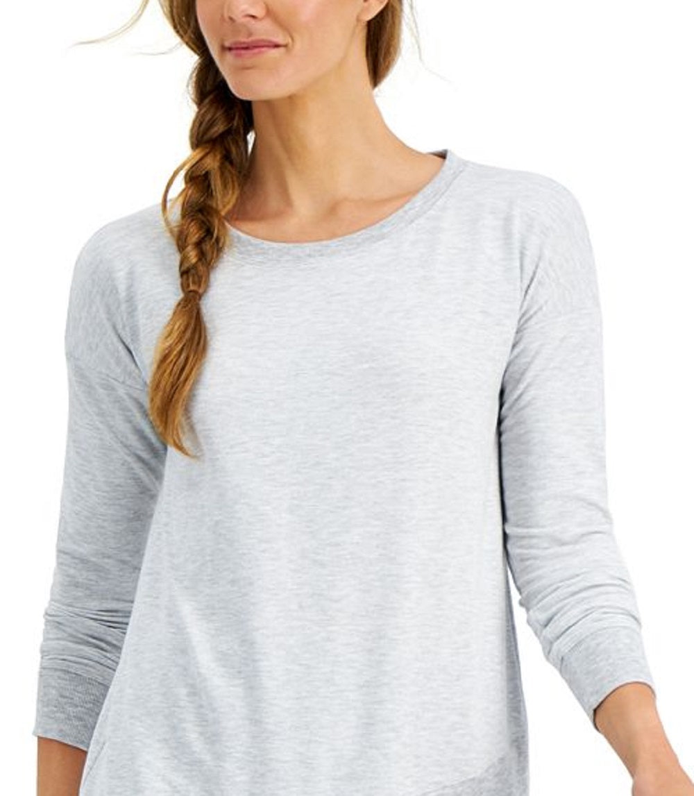 Ideology Women's Crossover Hem Top Grey Size Small