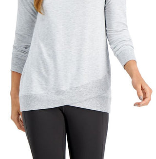 Ideology Women's Crossover Hem Top Grey Size Small