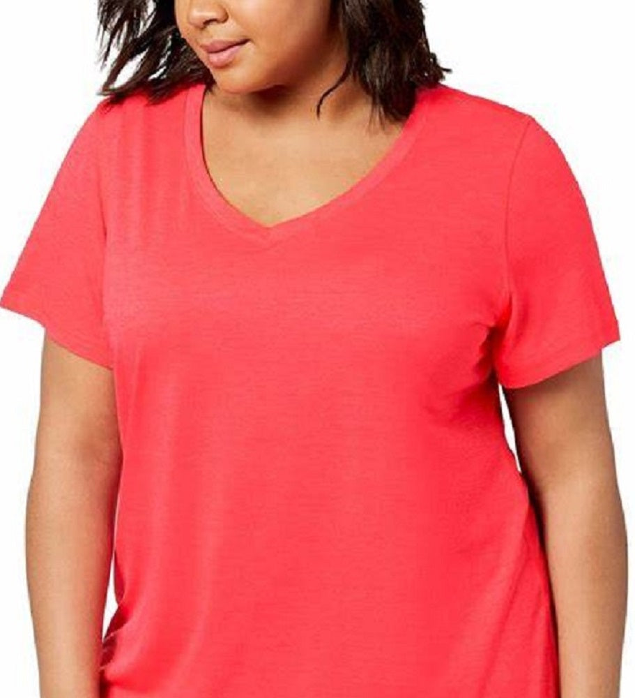 Ideology Women's Plus Rapidry V Neck Performance T-Shirt Red Size 3X