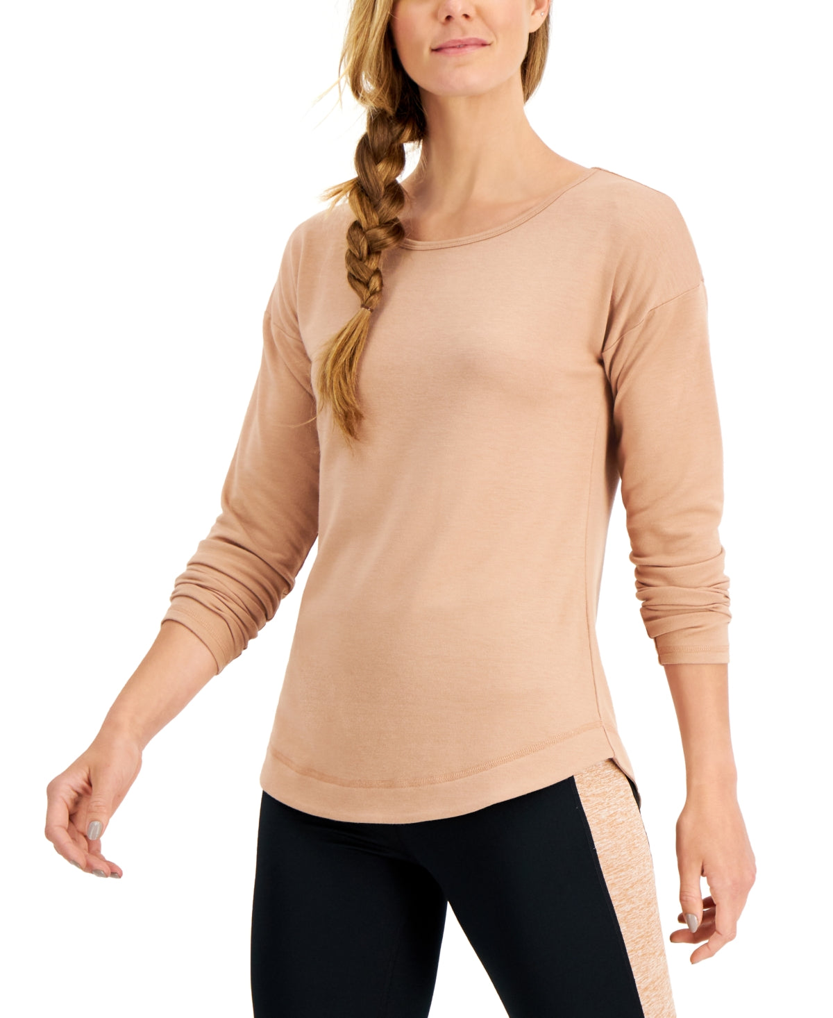 ID Ideology Women's Long Sleeve Drop Shoulder Top Brown Size XX-Large
